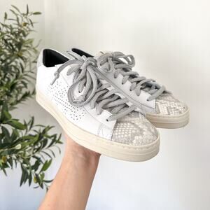 P448 John Molly Low Top Lace Up Leather Sneakers Coyote White 39